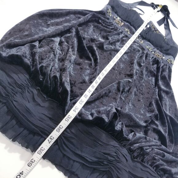 Sue Wong Nocturne Beaded Silk Velvet Halter Dress - Picture 7 of 11